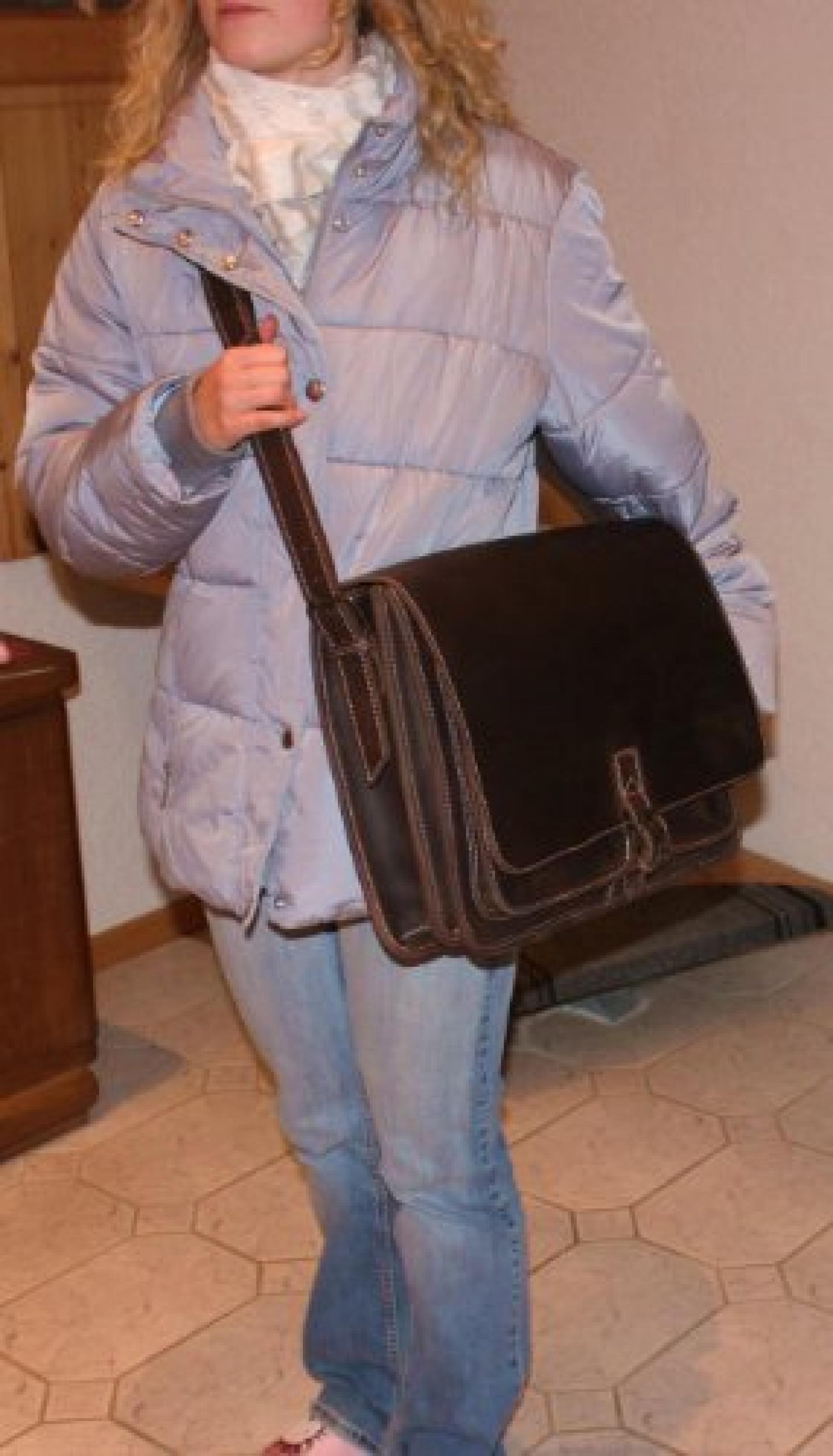 Schultertasche 003 tabak/braun Studententasche Messengerbag 15,4"B&uuml;ffelleder Greenburry 